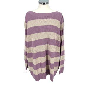 Market & Spruce Striped Boatneck Sweater Lavender Purple Cream Size 3X NWT